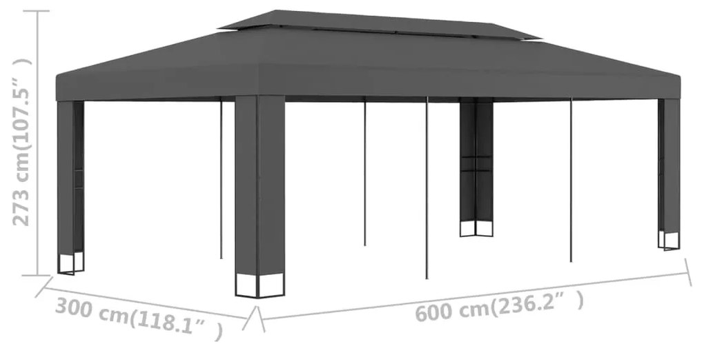 Antracitszürke pavilon duplatetővel 3 x 6 m