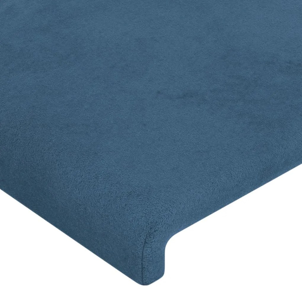 sötétkék bársony LED-es fejtámla 183 x 16 x 78/88 cm