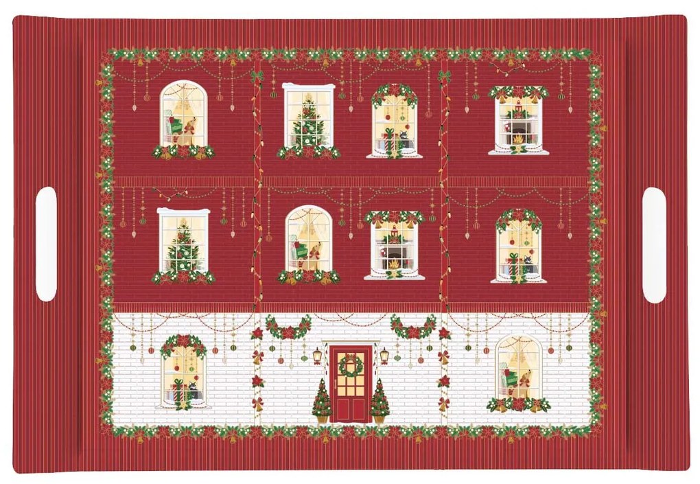 Karácsonyi Műanyag nagy tálca 49x34 cm Festive Avenue