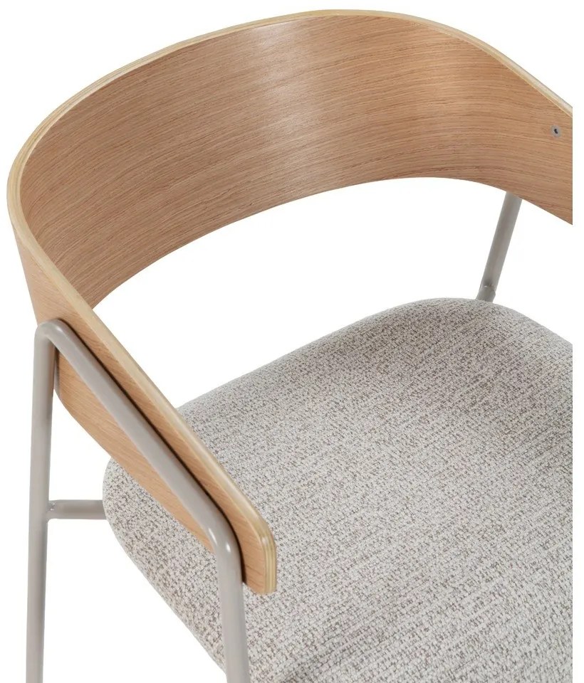 Világosszürke-natúr színű kárpitozott karfás étkezőfotel szett 2 db-os Cora – MOME