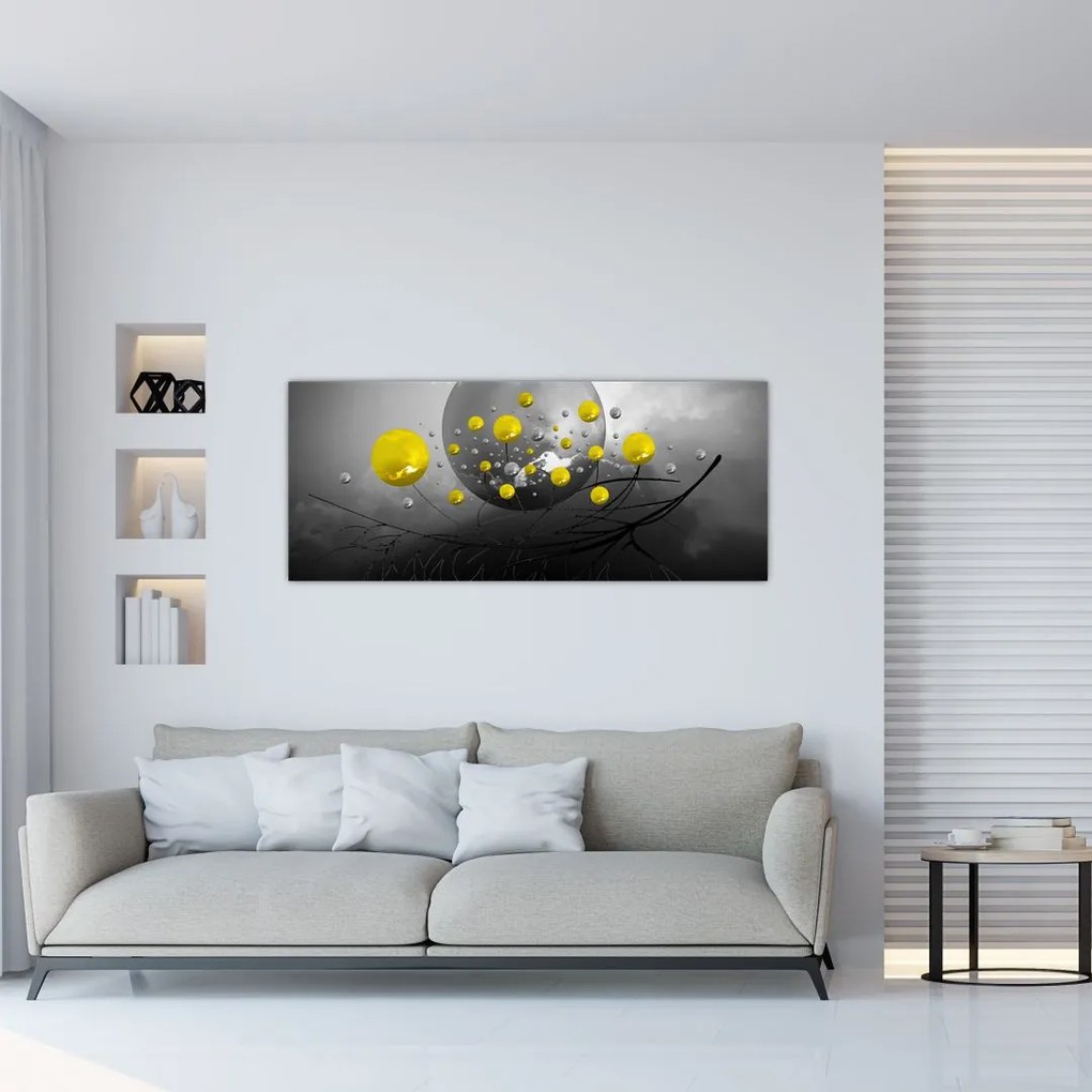 Kép- sárga absztrakt gömbök (120x50 cm)