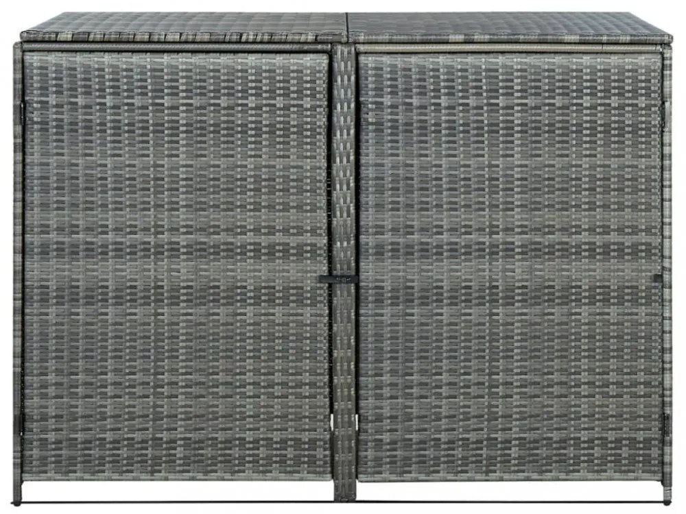 antracit polyrattan dupla tároló gurulós kukához 148x77x111 cm