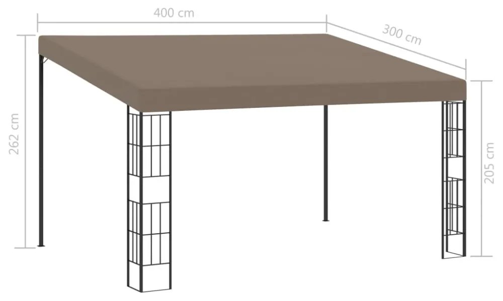 tópszínű falra szerelhető szövetpavilon 4 x 3 m