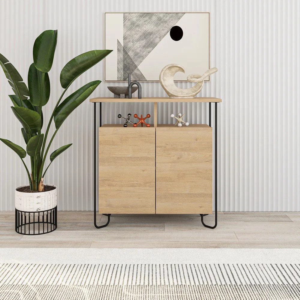 Natúr színű szekrény tölgyfa dekorral 80x80 cm Dilly – Marckeric