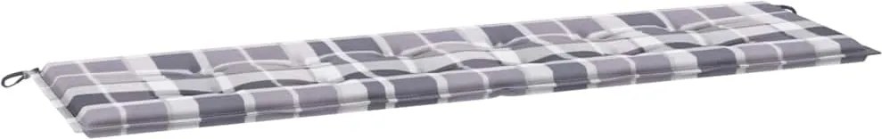 vidaXL szürke kockás oxford szövet kerti padpárna 180x50x4 cm