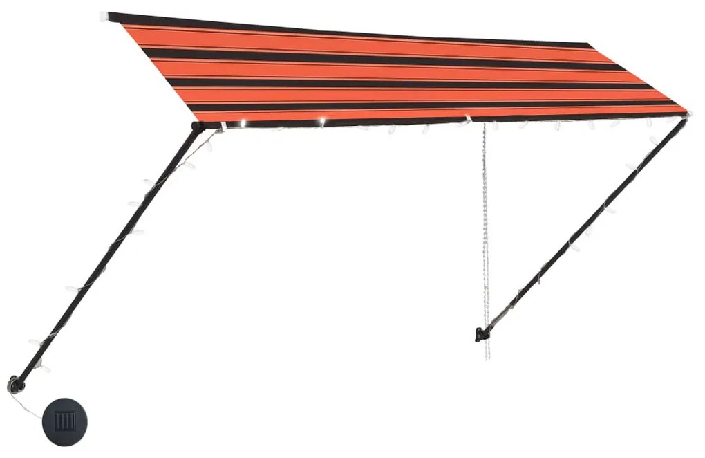 Narancssárga és barna feltekerhető napellenző LED-del 300 x 150 cm