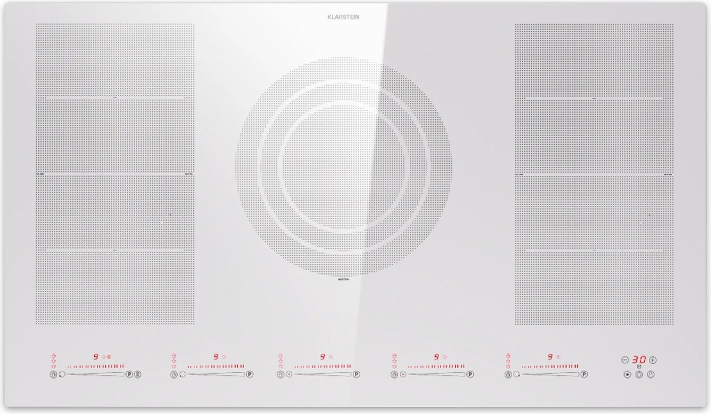 Klarstein Masterzone 90 Flex, indukciós főzőlap, max. 12 600 W, beépített, 5 zóna, 2 Flex zóna, ThermoBoost technológia, Smart Flex