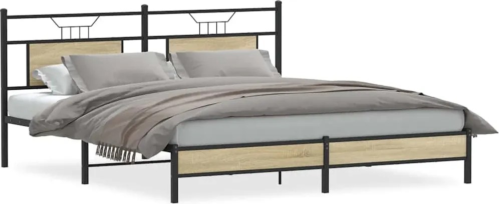 vidaXL sonoma tölgy színű szerelt fa ágykeret matrac nélkül 160x200 cm
