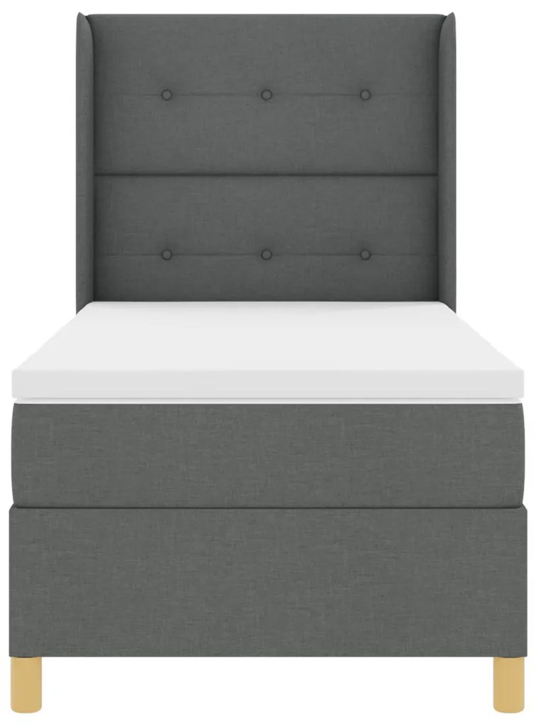 Boxspring Ágy Matrac Részével Sötétszürke 100x200 cm Szövet