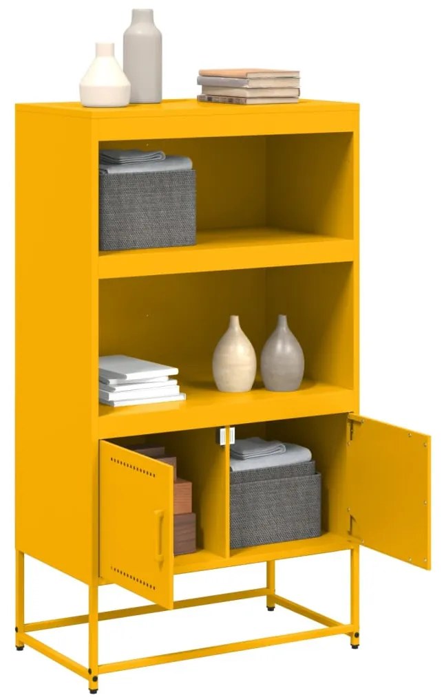 mustársárga acél magasszekrény 68,5 x 38,5 x 123,5 cm