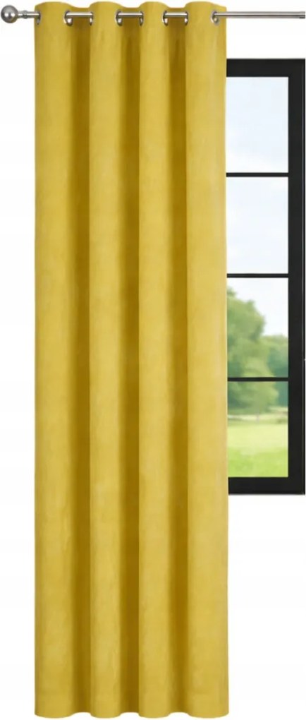 Kész velúr függöny 140x180 átvezető sima Mustár függöny