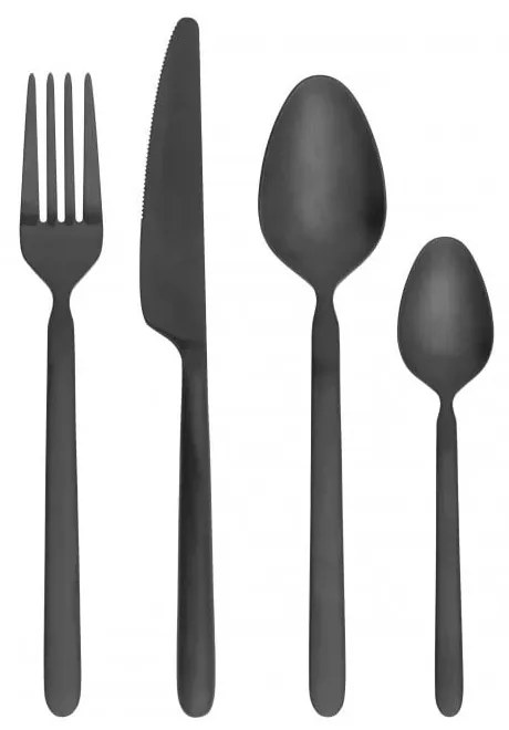 Fekete rozsdamentes acél evőeszköz készlet 16 db-os Stella – Blomus