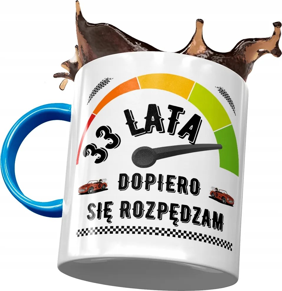 Kék Bögre Születésnapra 33 33. 33. Nyomtatott Fotóval