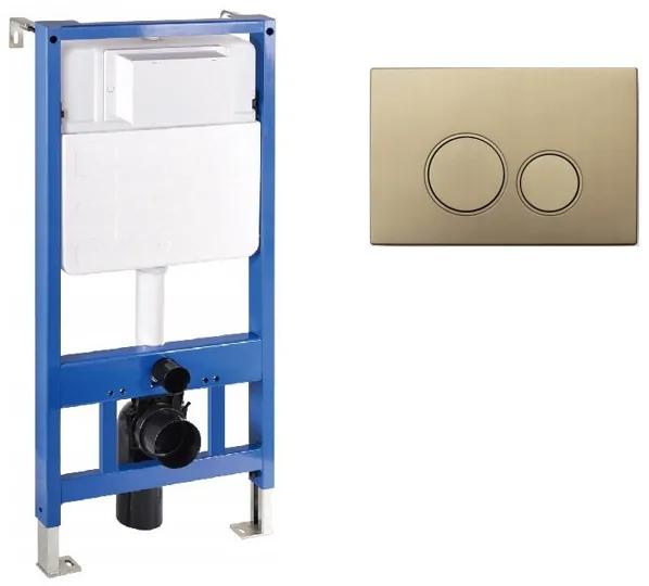 Mexen Fenix Slim beépíthető WC tartály + Fenix-02 arany nyomólap (60100-600504)