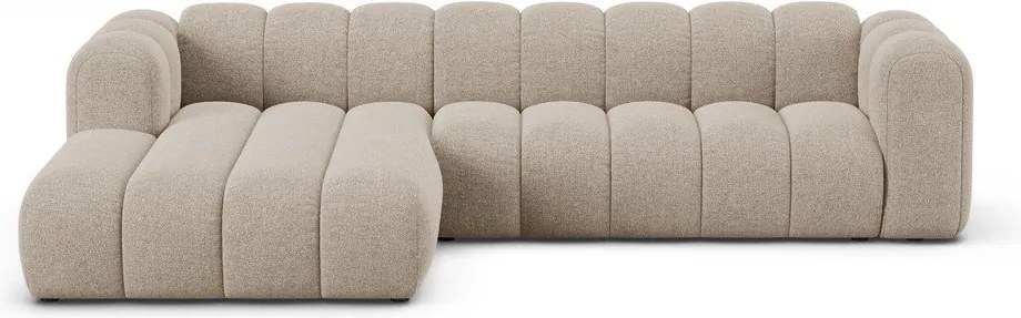 Bézs zsenília sarokkanapé (bal oldali-heverő résszel) Lupine – Micadoni