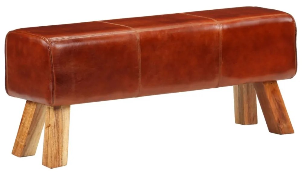 barna valódi bőr és tömör mangófa tornapad 110 cm