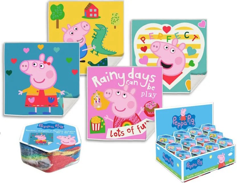 Peppa malac Pack mágikus kéztörlő arctörlő, törölköző 30x30cm