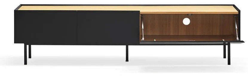 Fekete-natúr színű TV-állvány tölgyfa dekorral 180x45 cm Arista – Teulat