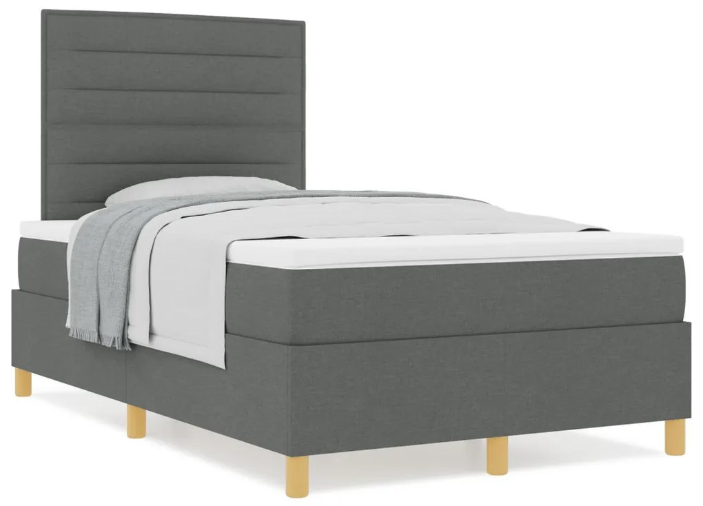 Box Spring Ágy Matraccal Sötétszürke 120x200 cm Szövet