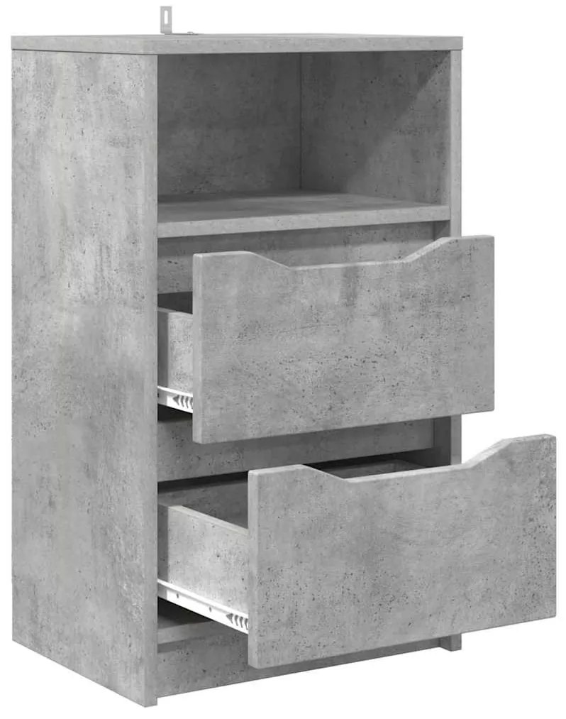 vidaXL Éjjeli asztal fiókkal Beton Szürke 40 x 30 x 467 cm Faanyag