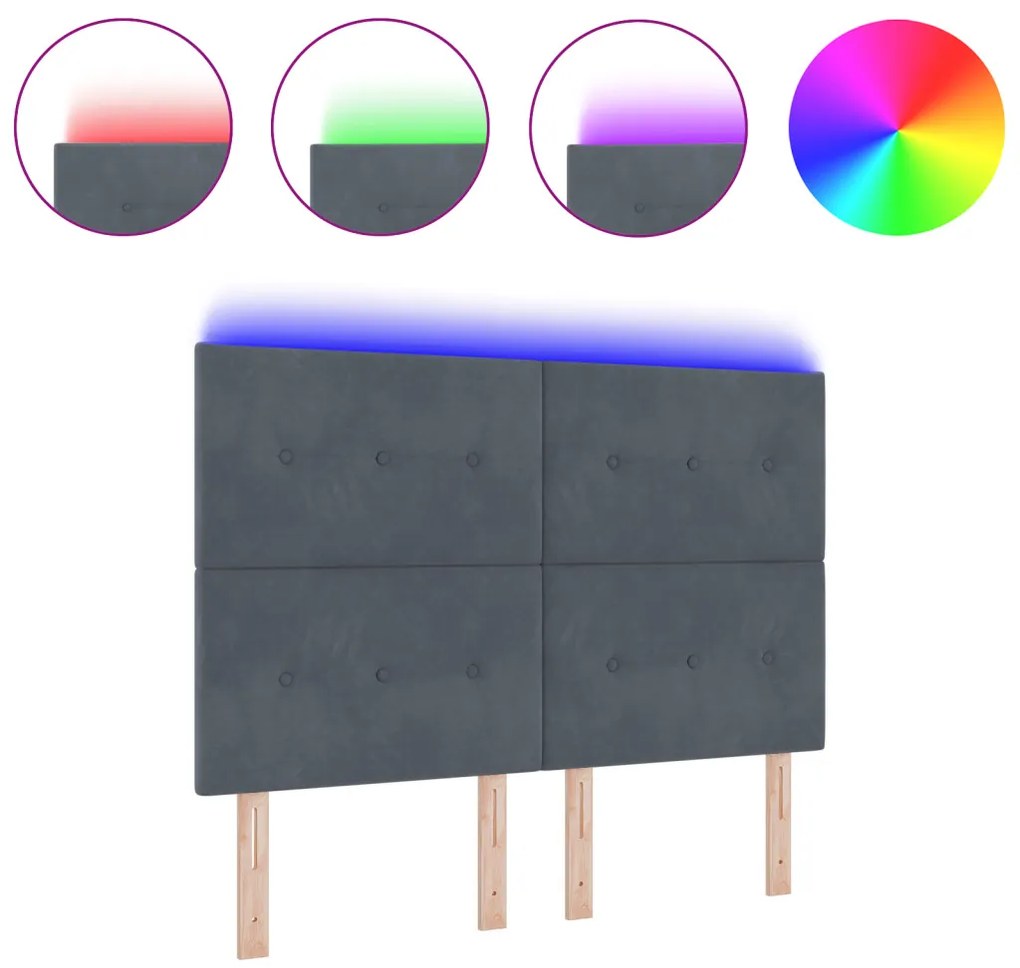 LED Fejtámla Sötétszürke 72 cm Bársony