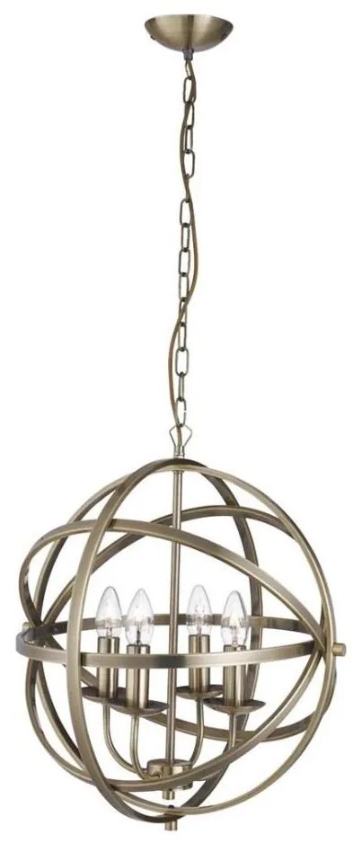 Searchlight 2474-4AB - Láncos csillár ORBIT 4xE14/60W/230V sárgaréz