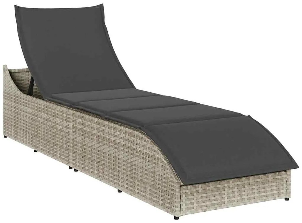 Összecsukható napozóágy párnával és tárolóval polyrattan