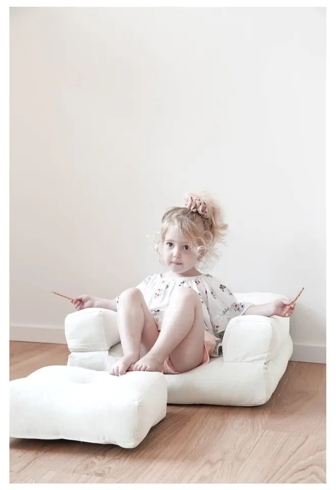 Mini Cube Creamy kinyitható gyerekfotel lábtartóval - Karup Design