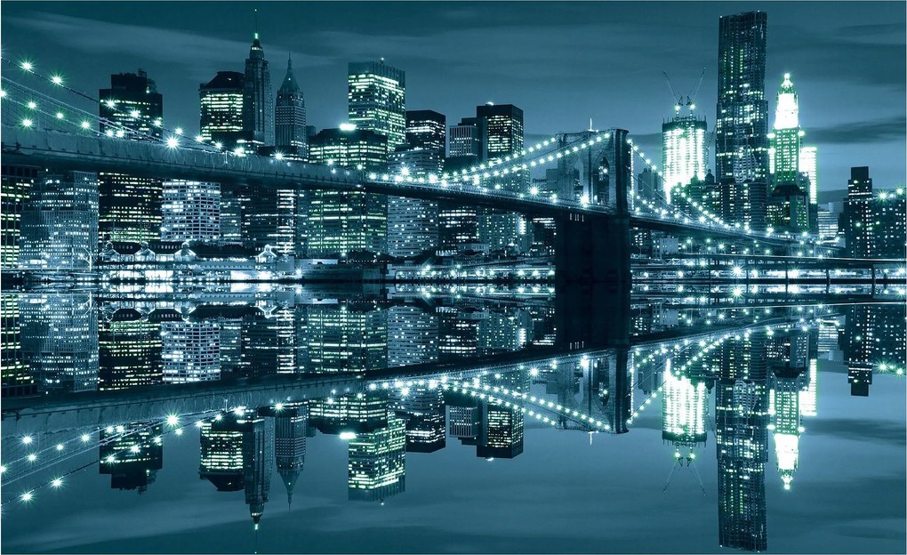 Fotótapéta Brooklyn híd éjszaka New York vinyl 416x254 építészet +ragasztó
