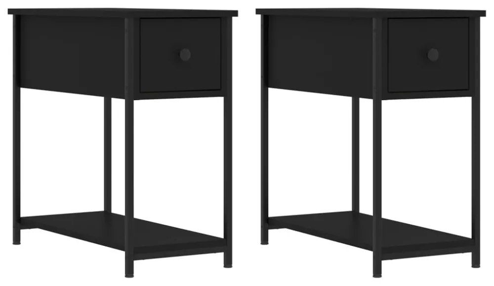 2 db fekete szerelt fa éjjeliszekrény 30x60x60 cm