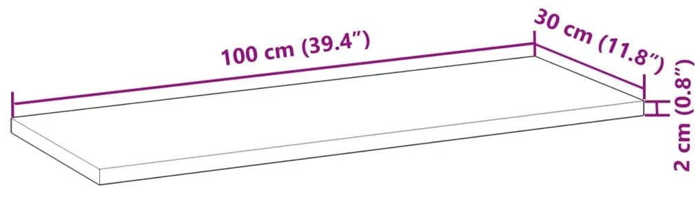 3 db olajbevonatú tömör akácfa függőpolc 100 x 30 x 2 cm