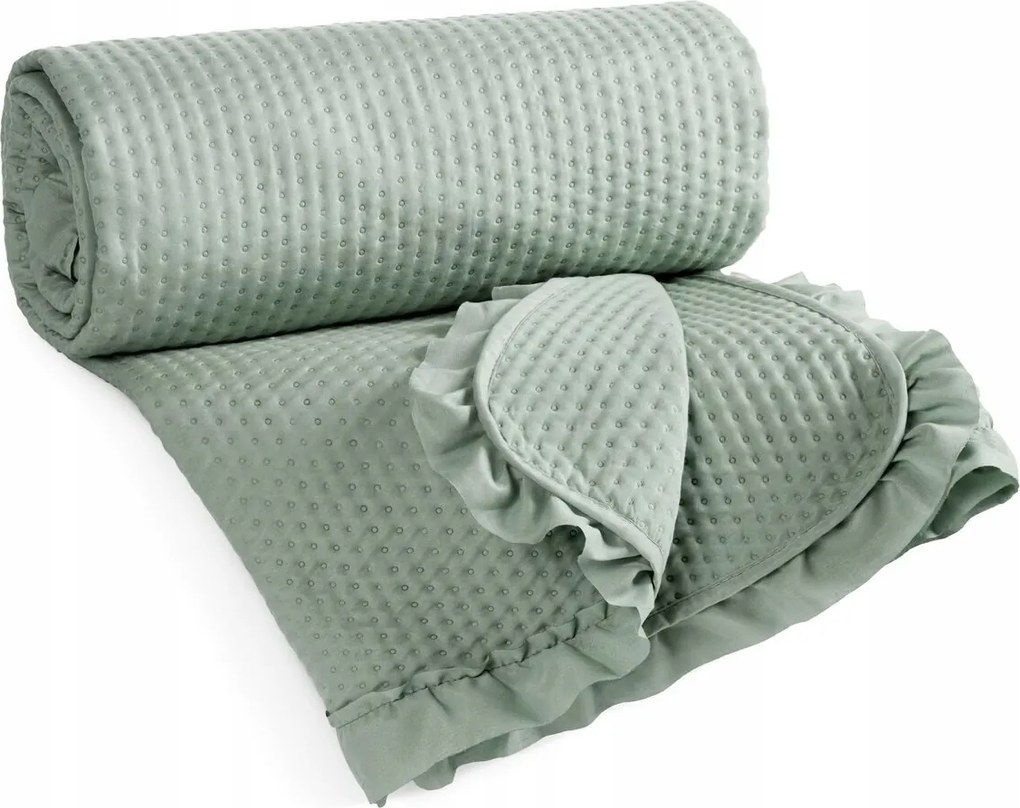 Dekoratív ágytakaró 220x240, zsálya fodros