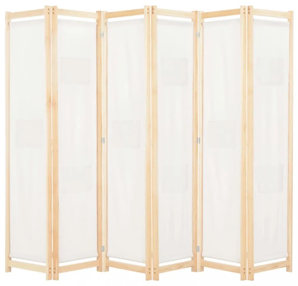 krémszínű 6-paneles szövetparaván 240 x 170 x 4 cm