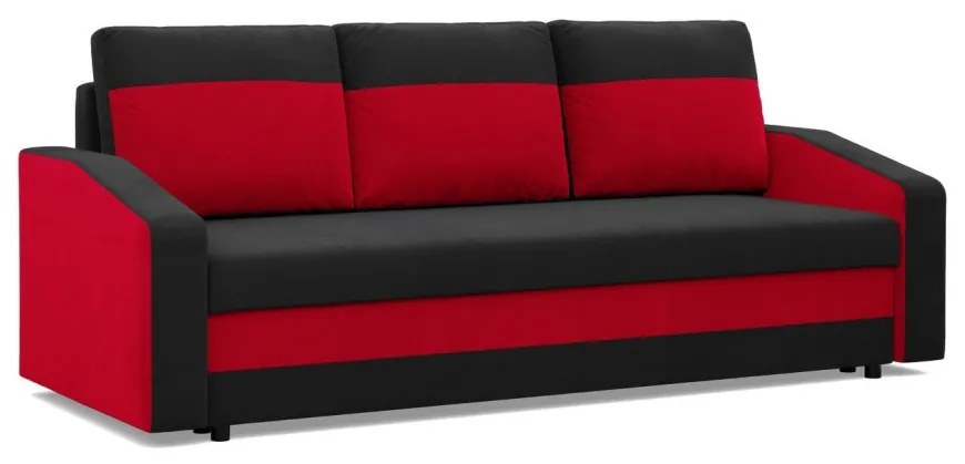 Hewlet kanapéágy, szövet anyag, bonell töltet, fekete - piros