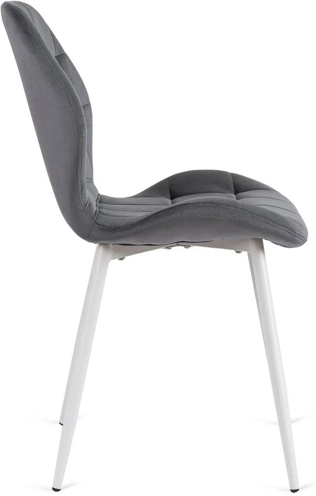 Szürke Bársony Étkezőszék Fehér Lábakkal. LUCKY