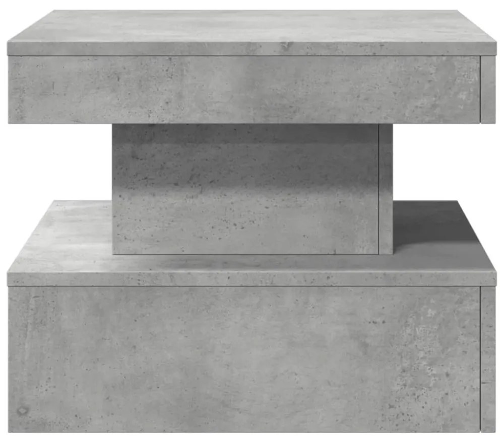 betonszürke dohányzóasztal LED-lámpákkal 50 x 50 x 40 cm