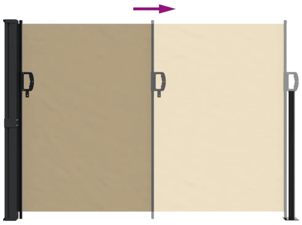 bézs behúzható oldalsó napellenző 140 x 600 cm