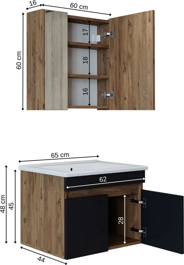 Mosdószekrény, 60 cm – TR283VLN1437
