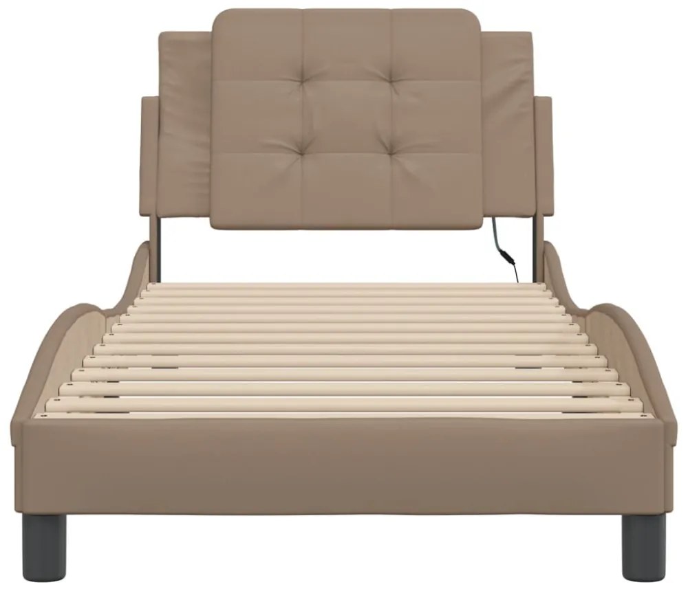 cappuccino színű ágykeret LED-ekkel matrac nélkül Zadar 90x190 cm