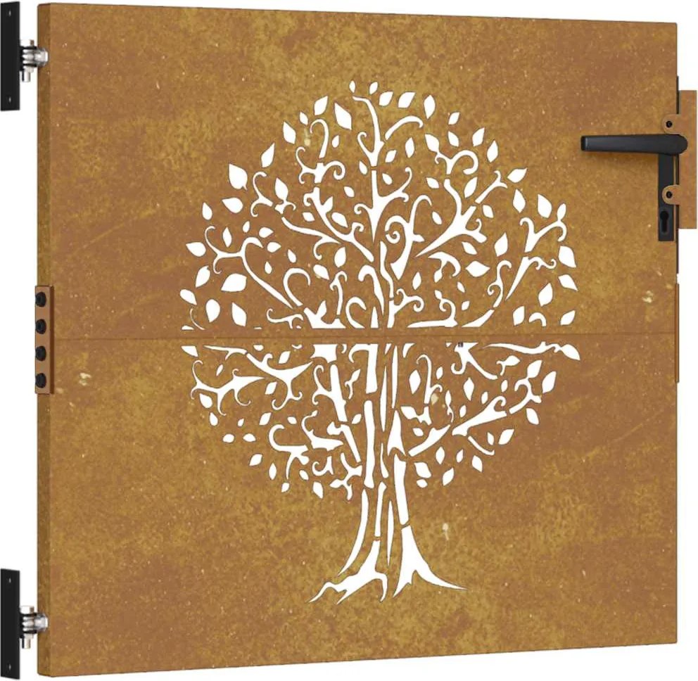 vidaXL négyszögmintás corten acél kerti kapu 85 x 150 cm