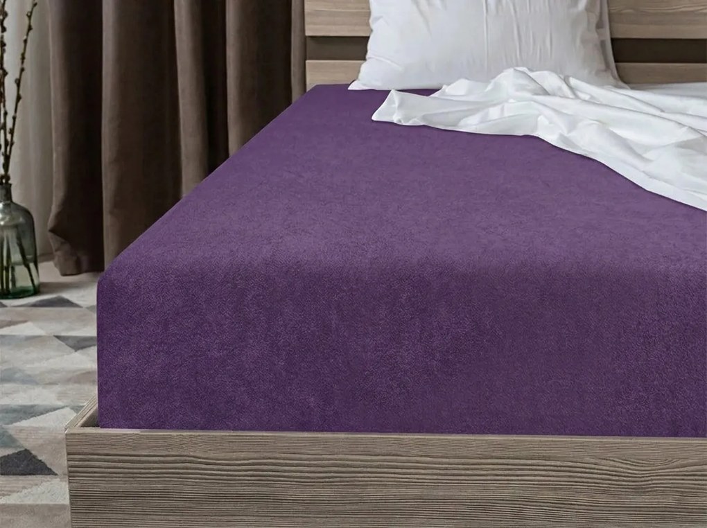 Frottír gumis lepedő EXCLUSIVE szilva 90 x 200 cm
