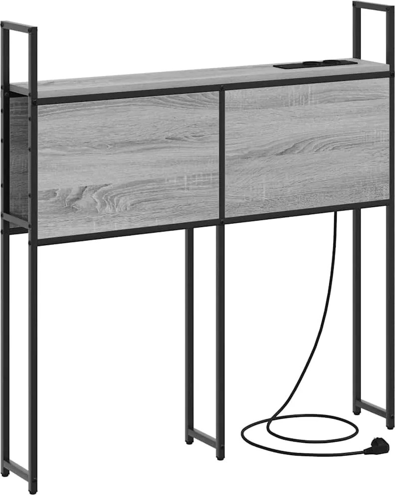 vidaXL Tárolós Fejtámla Töltő Állomással Szürke sonoma 83 x 15 x 98 cm