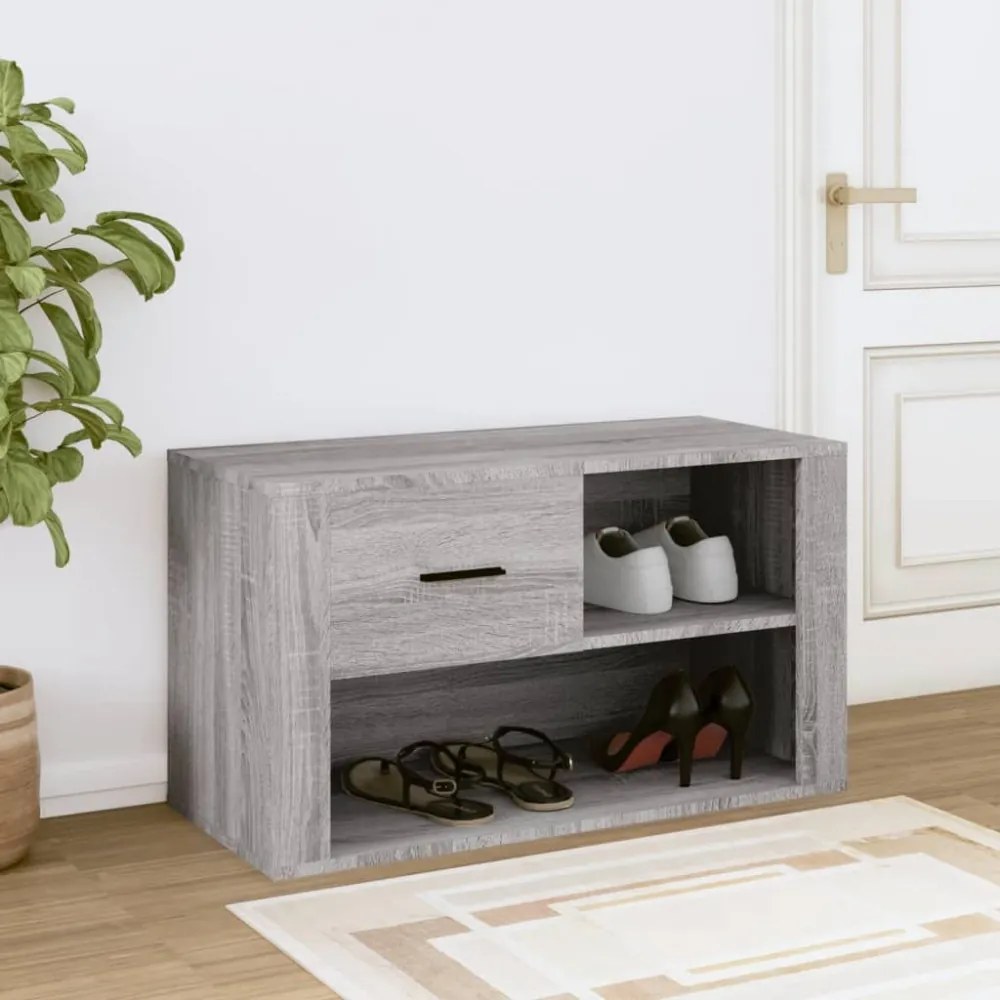 szürke sonoma színű szerelt fa cipősszekrény 80x35x45 cm