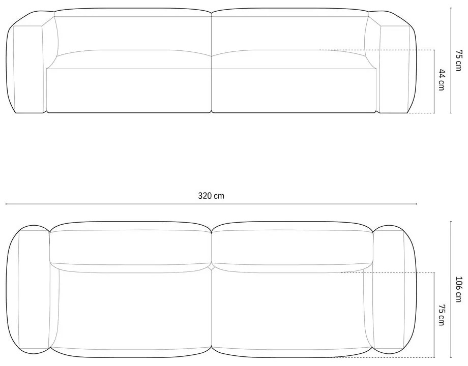 Sötétkék moduláris kanapé 320 cm Martina – Micadoni Home