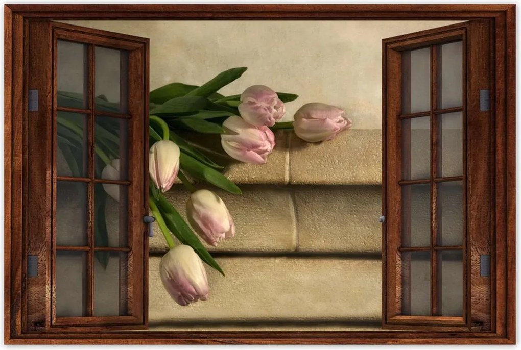 Poszterek 90x60 Rózsaszín tulipán csokor