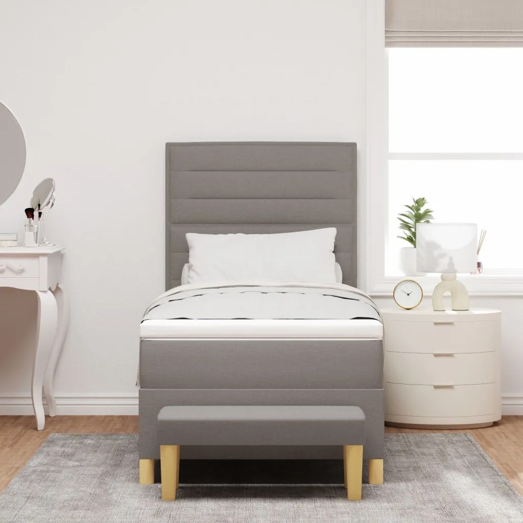 Box Spring Ágy Matraccal és Pad Taupe 80x200 cm Szövet