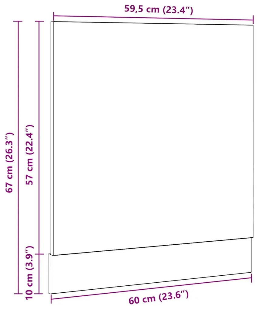 fekete tölgy szerelt fa mosogatógép panel 60x1,5x67 cm