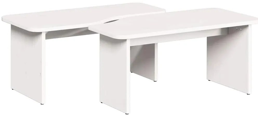 Dohányzóasztal 2 pcs Fehér 100 x 69 x 35.5 cm Tömör fenyőfa