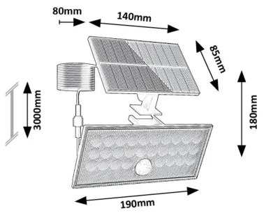 Rabalux 77129 - LED napelemes reflektor érzékelővel ZAVOD LED/8W/3,7V IP65
