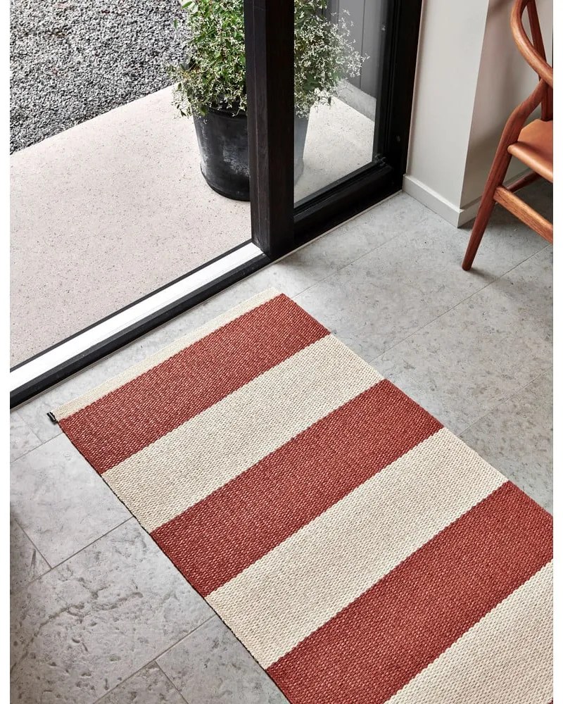 Téglavörös-krémszínű kültéri-beltéri futószőnyeg 70x225 cm Bob Brick – Pappelina